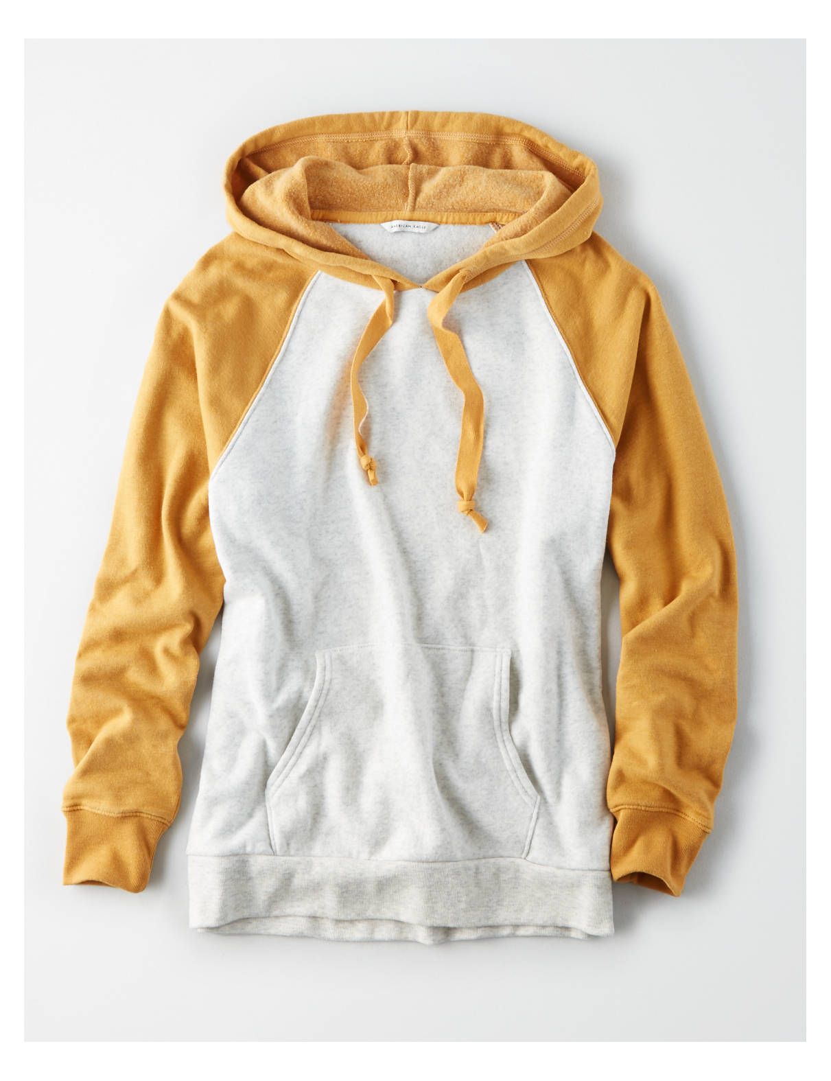 AE Ahhmazingly Soft Colorblock Hoodie, Mustard | American Eagle Outfitters (US & CA)