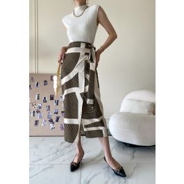Tie-Waist Abstract Stripe Print Maxi Skirt | Chicwish