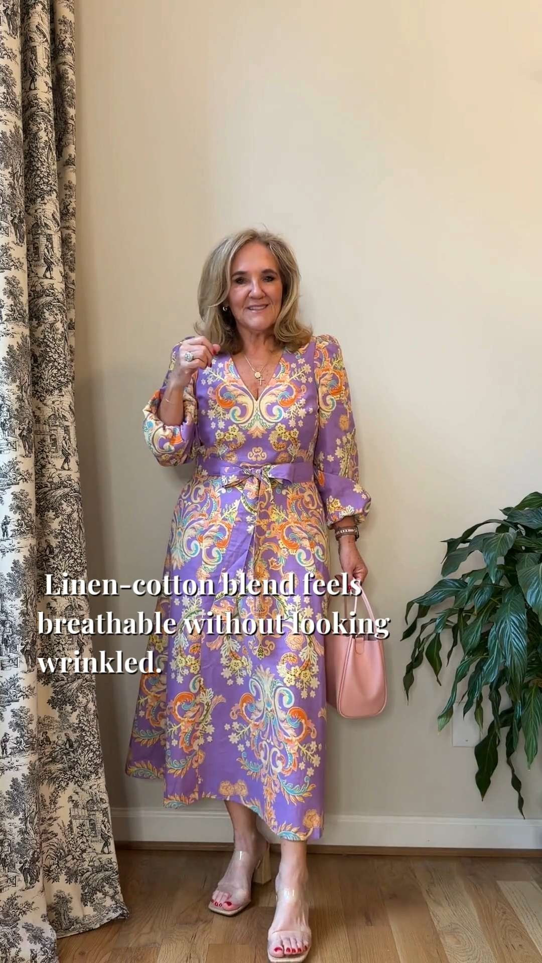 Tap the bell 🔔, heart ❤️ this post, and save for later!

Need a dress that feels comfortable but still looks polished for spring and summer events? This one checks every box.

✔️ Lightweight linen-cotton blend keeps you cool
✔️ Wrap style gives shape without feeling tight
✔️ Soft print makes it feel elevated without overdoing it

Wearing my regular size 8 petite and it fits true to size. No sizing up needed in this one.

Such an easy option for bridal showers, vacation dinners, garden parties, or church events when you want to feel dressed up but still comfortable.

This is one of those dresses that won’t stay in stock long in every size. Worth grabbing while it’s available. 

 #LTKootd #LTKSeasonal #LTKOver40
