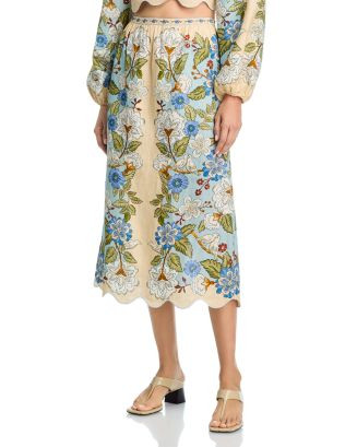 Garden Scarf Print Linen Midi Skirt | Bloomingdale's (US)