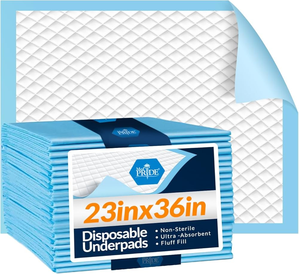 MED PRIDE Disposable Underpads 23'' X 36'' (25-Count) Incontinence Pads, Chux, Bed Covers, Puppy ... | Amazon (US)