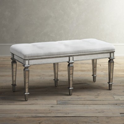 Journee Upholstered Bench Color: Pewter | Wayfair North America