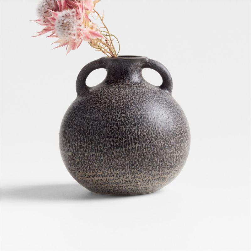 Arrondir Dark Brown Ceramic Vase 5" by Athena Calderone | Crate & Barrel | Crate & Barrel