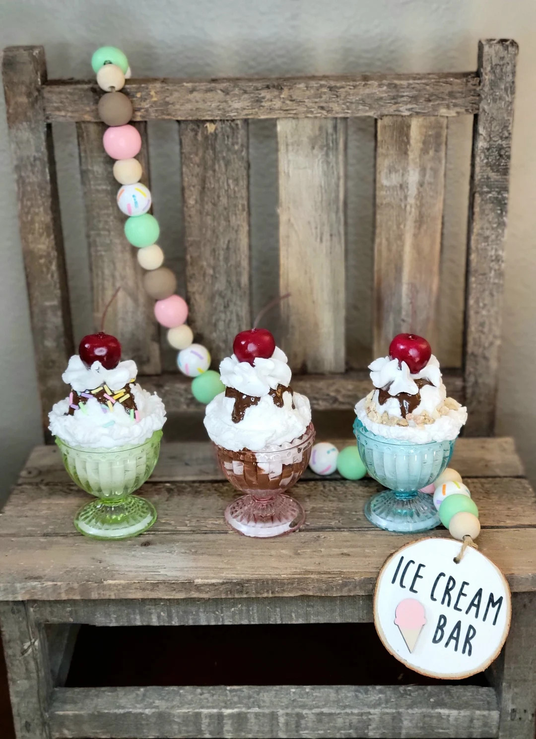 Faux Ice Cream Sundaes Ice Cream Decor Ice Cream Tiered Tray - Etsy | Etsy (US)