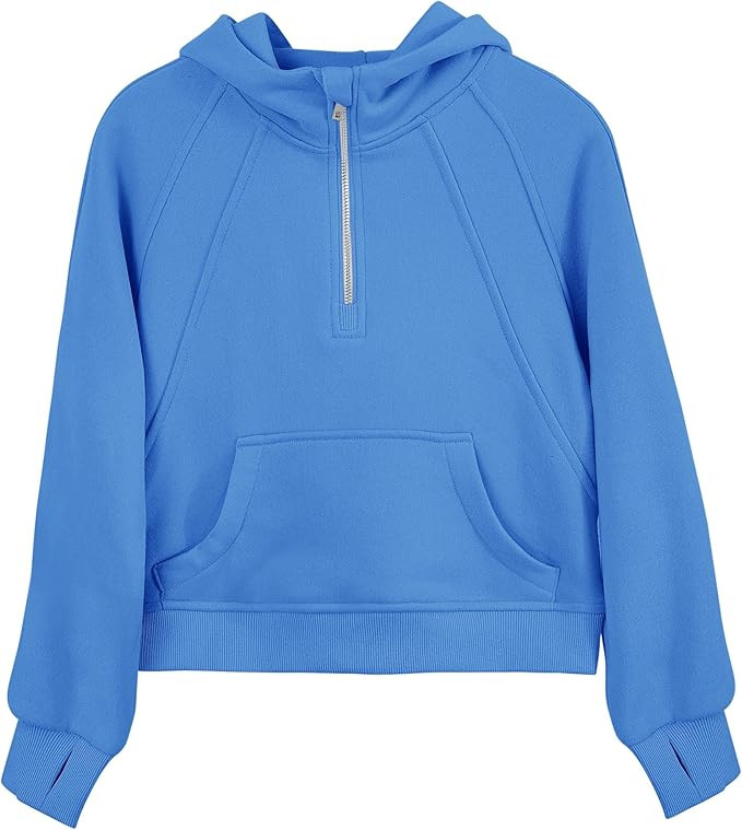 Girls' Hoodies Sweatshirts Half Zipper Pullover Crop Tops for Teen Girls Long Sleeve Sweater Thum... | Amazon (US)