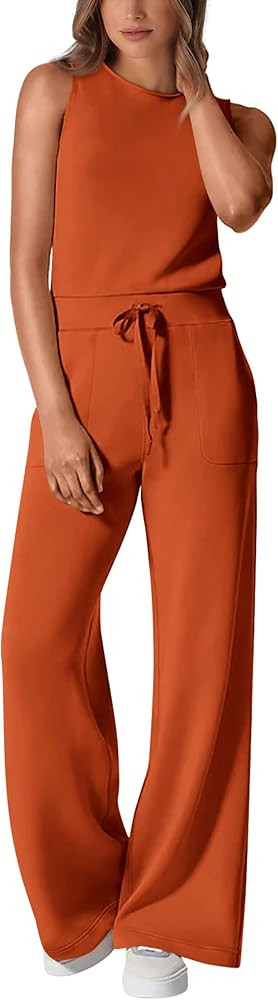 PRETTYGARDEN Womens Jumpsuits Summer Casual One Piece Outfits Sleeveless Wide Leg Long Pants Romp... | Amazon (US)