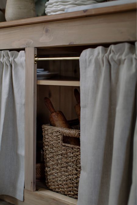 counter curtain, brass rod and brackets, cafe curtain, linen

#LTKHome