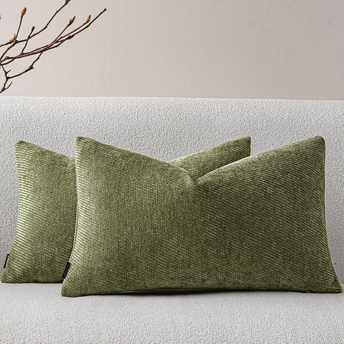Pack of 2 Decorative Chenille Throw Pillow Covers with Twill Cushion Covers for Sofa Living Room ... | Amazon (US)