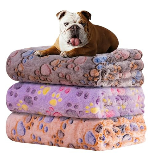 Rezutan 1 Pack 3 Blankets for Dogs, Dog Blanket for Medium Pet Cat, Premium Soft Fluffy Suitable for Dog Kennels & Beds, Gifts Puppy Blanket Essentials, 30x20inch, Tan/Purple/Brown | Amazon (US)