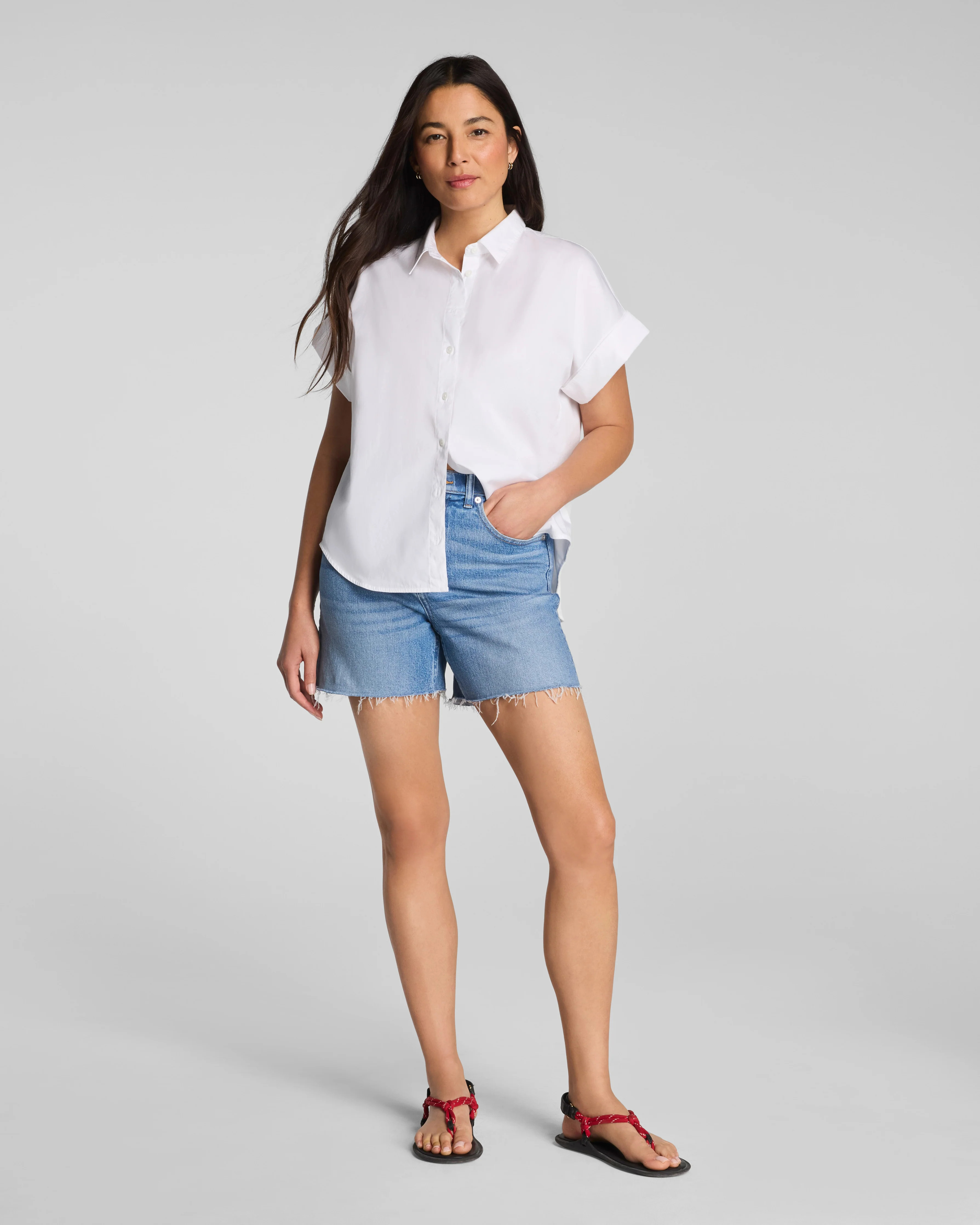 SPANXshape™ Authentic 360 Raw Hem Jean Short, 5" | Spanx