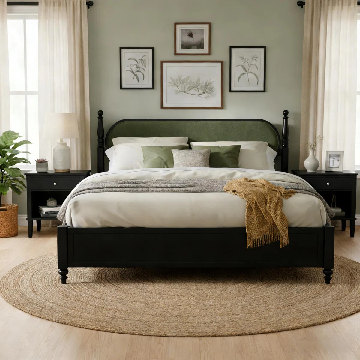 Selenia Elegant Solid Wood Platform Bed with Upholstered Headboard | Wayfair North America