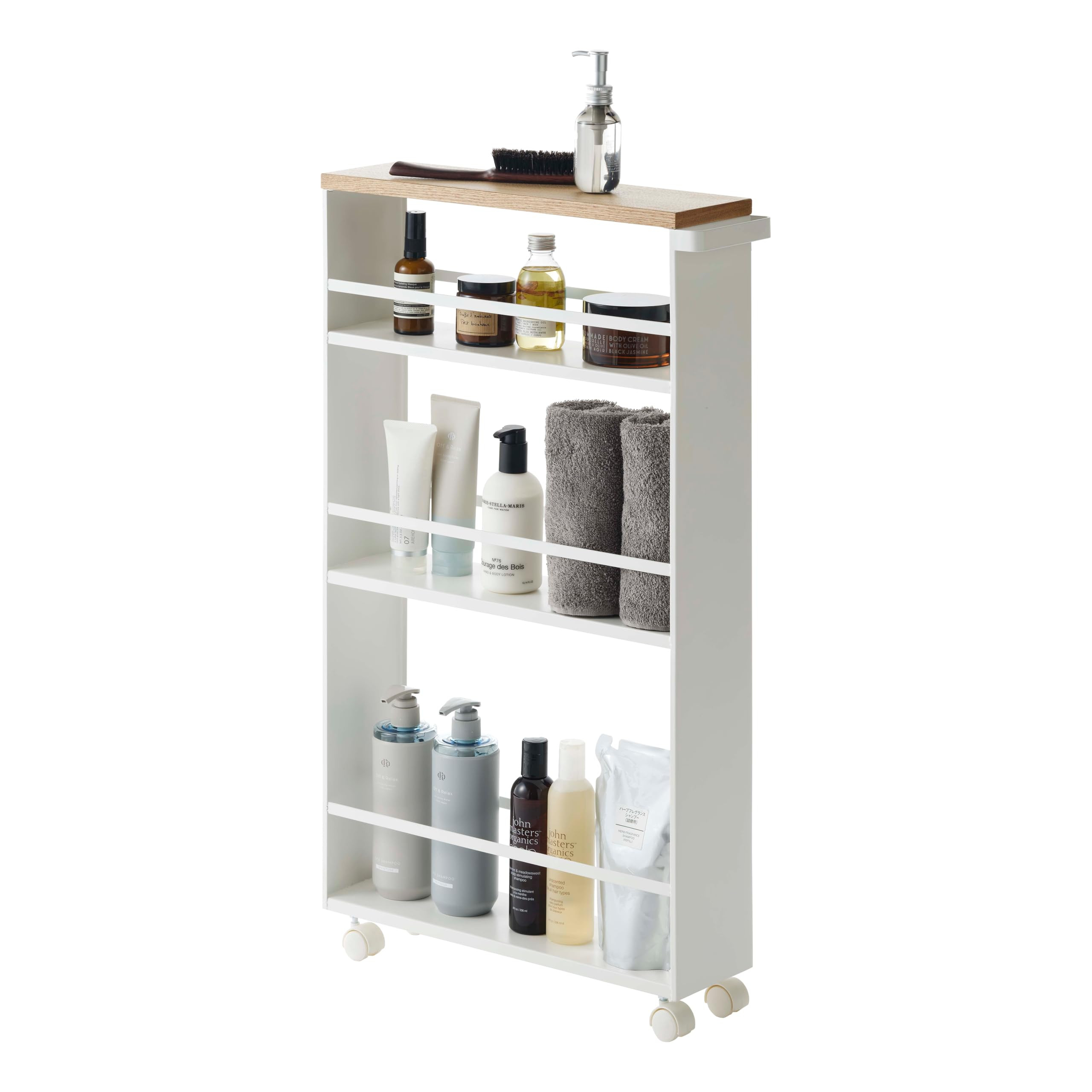 YAMAZAKI home Tower Rolling Slim Storage Cart With Handle White | Amazon (US)