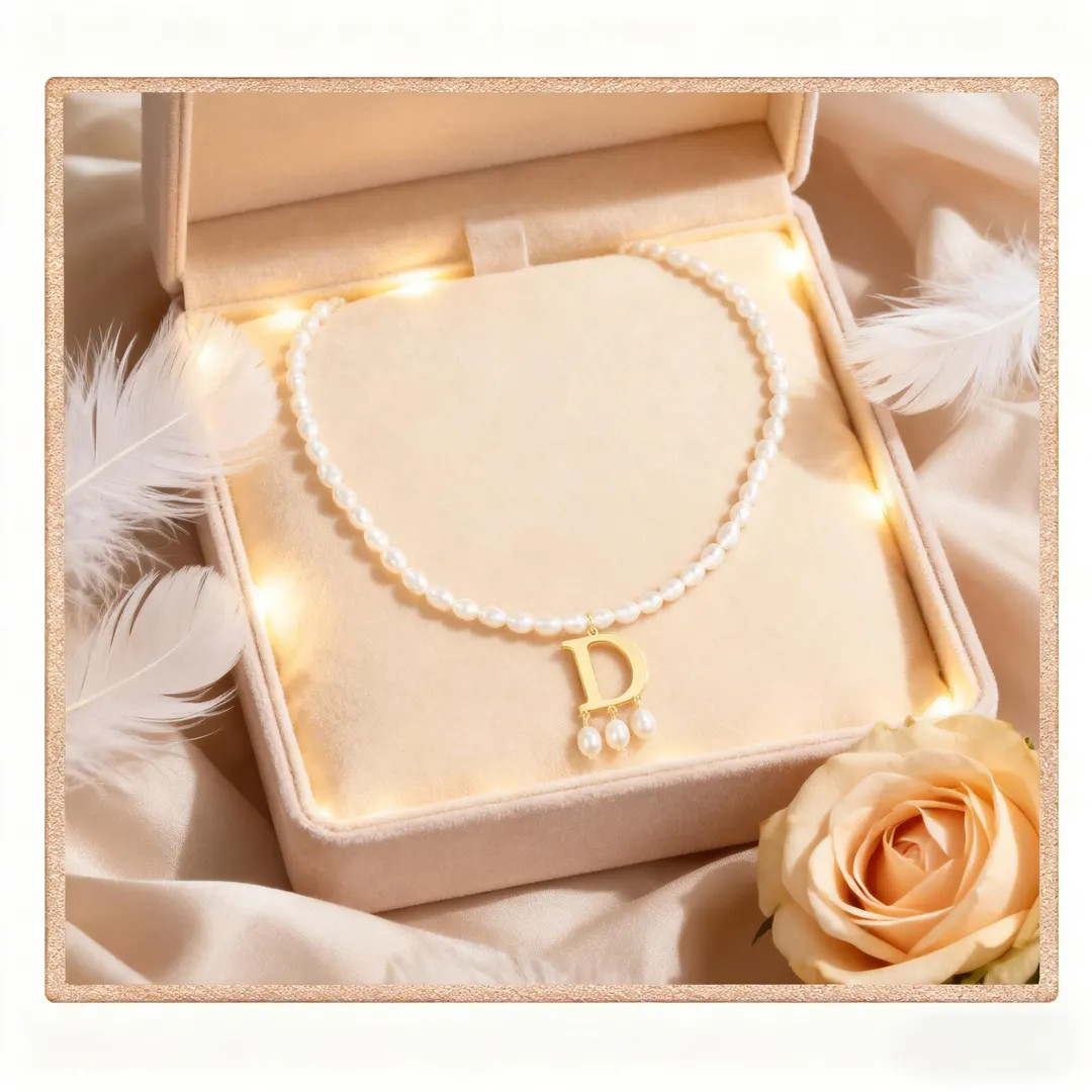 Anne Boleyn Pearl Initial Necklace Personalized Initial Freshwater Pearl Necklace 14k Gold Plated... | Etsy (US)