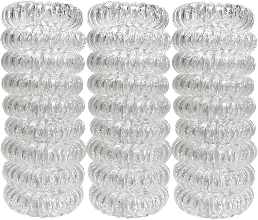 27 Pieces Spiral Coil Hair Ties: Waterproof Elastic Traceless Ponytail Holders, Colorless 1.58inc... | Amazon (US)
