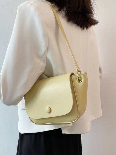 Minimalist Flap Saddle Bag | SHEIN