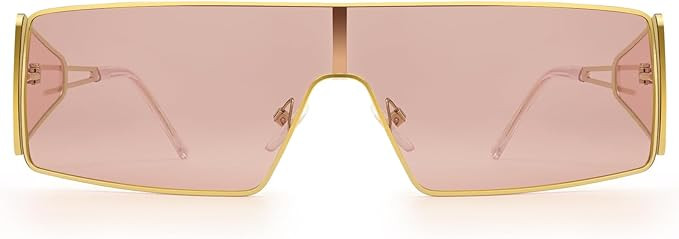 Dollger Y2K Sunglasses for Women Men Oversized Trendy Rectangle 2000s Wrap Around Accessories Met... | Amazon (US)