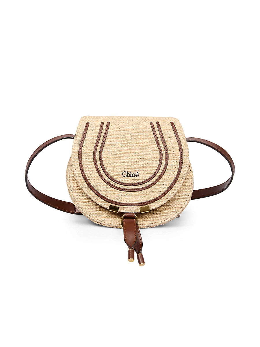 Women's Small Marcie Raffia & Leather Saddle Bag - Hot Sand | Saks Fifth Avenue