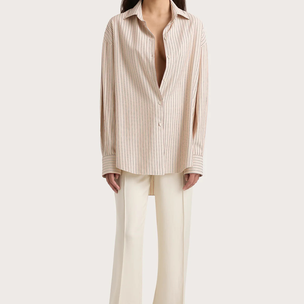 En Vau Shirt Pinstripe Garnet Blush | Faithfull (AU)