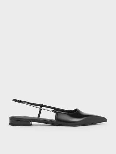 Black Box Chain-Strap Pointed-Toe Slingback Flats | CHARLES & KEITH | Charles & Keith AU
