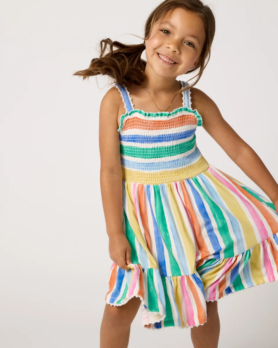 Rainbow Ribbon Smocked Tank Dress | Little Sleepies