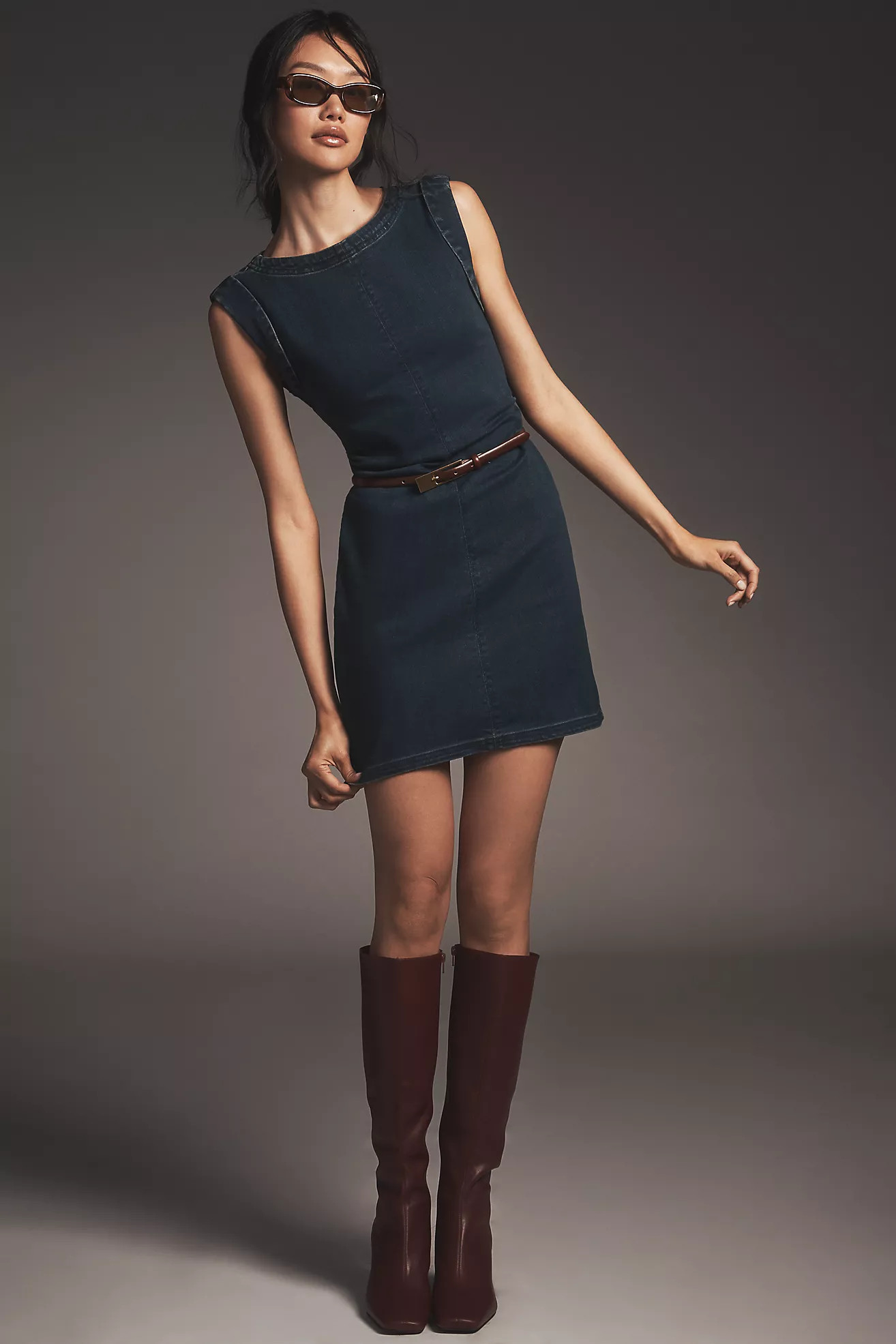 Pilcro Denim Muscle-Sleeve Mini Dress | Anthropologie (US)