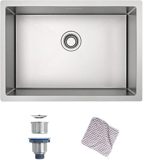 MENSARJOR Undermount Sink， 27" x 18" Single Bowl Kitchen Sink Undermount Stainless Steel Kitche... | Amazon (US)