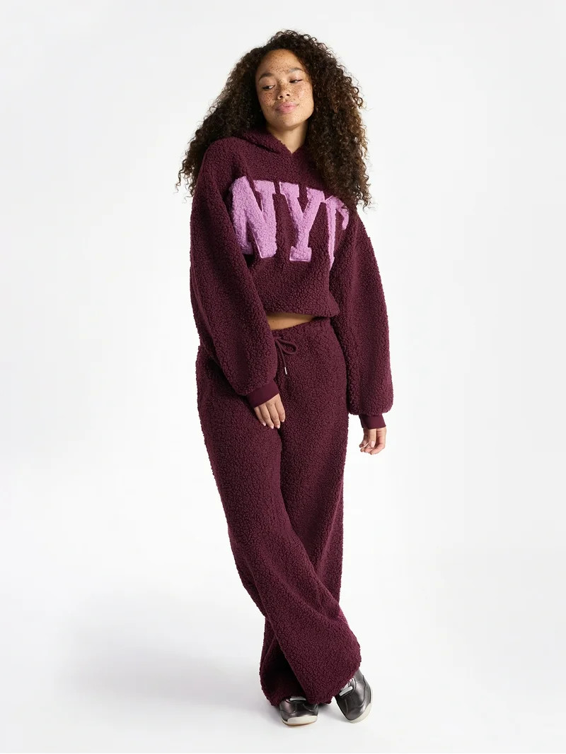 No Boundaries Embroidered Plush Pullover Hoodie, Women's | Walmart (US)