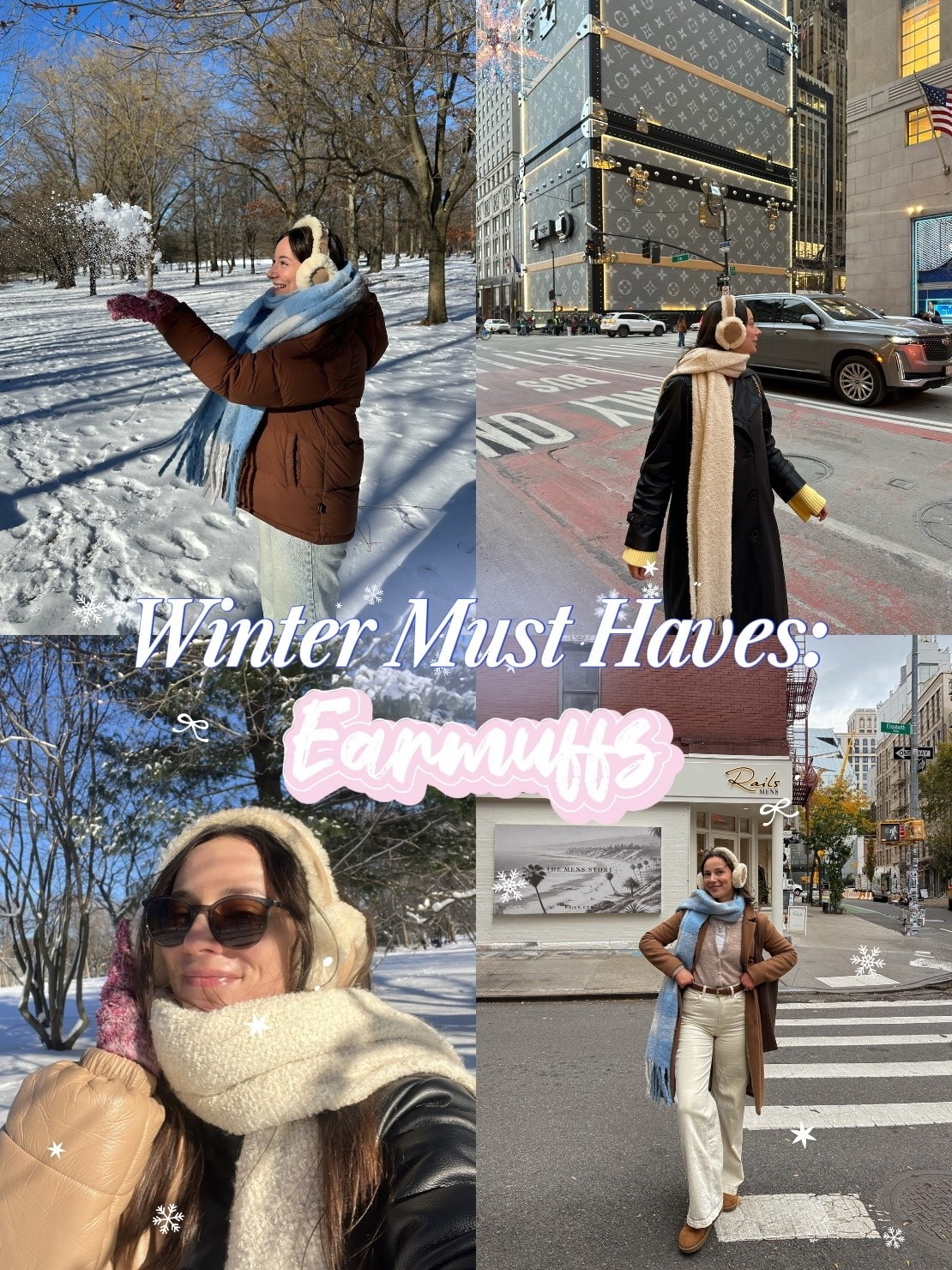 I swear earmuffs are the most underrated winter staple — they keep you warm without messing up your hair and add the cutest little touch to any outfit. Mine are from amazon and they have gotten me through 3 winters so far! But there are so many cute ones on the market! Where is your favorite pair from?