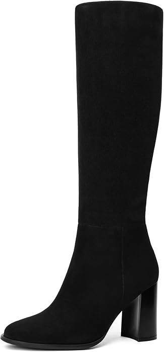 Lumeheel Women Knee High Boots Round Toe Chunky Heel Boots Gogo Boots with Side Zip Fashion Tall ... | Amazon (US)