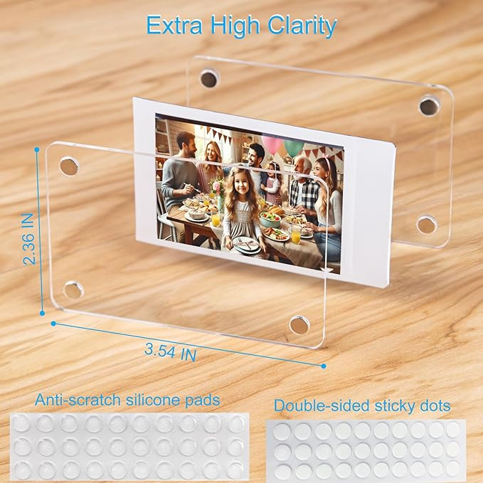 15 Packs Polaroid Magnets Frame for Refrigerator, Acrylic Fridge Magnetic Picture Frame, Mini Pho... | Amazon (US)