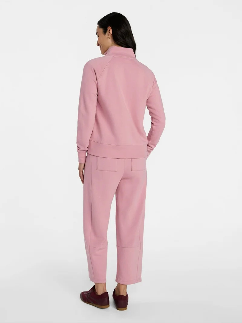 Time and Tru Women's Fleece Sweatshirt and Barrel Leg Pants Set, 2-Piece, Sizes XS-XXXL | Walmart (US)