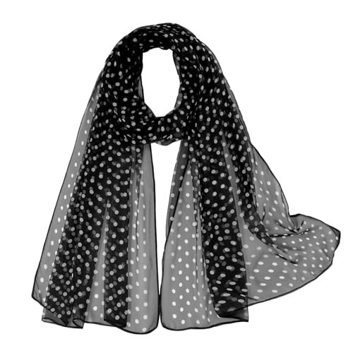 E-Clover Polka Dot Scarf for Women Lightweight Black Chiffon Sheer Scarf Fashion Chiffon Shawl Wraps Vintage | Amazon (US)