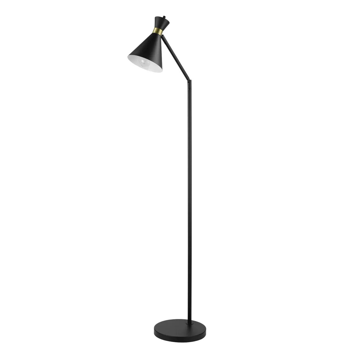 Globe Electric 62" Matte Black Floor Lamp with Matte Brass Accents: ETL Listed, Metal Shade, Rota... | Target