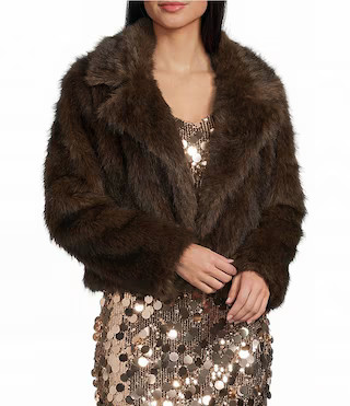 Notch Collar Faux Fur Coat | Dillard's