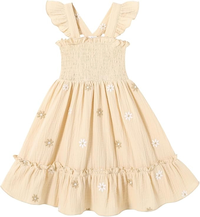 Toddler Baby Girls Dress Floral Embroidered Boho Sleeveless Beach Butterfly Sundress | Amazon (US)