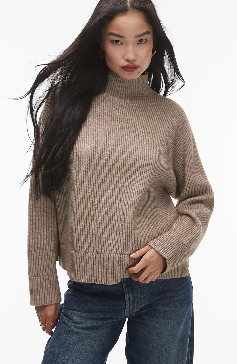 Topshop Funnel Neck Rib Sweater | Nordstrom | Nordstrom