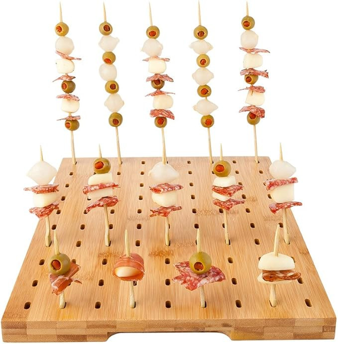 Restaurantware 14" x 10" Rectangular Bamboo Paddle Food Skewer Holder: Perfect for Cocktail Parti... | Amazon (US)