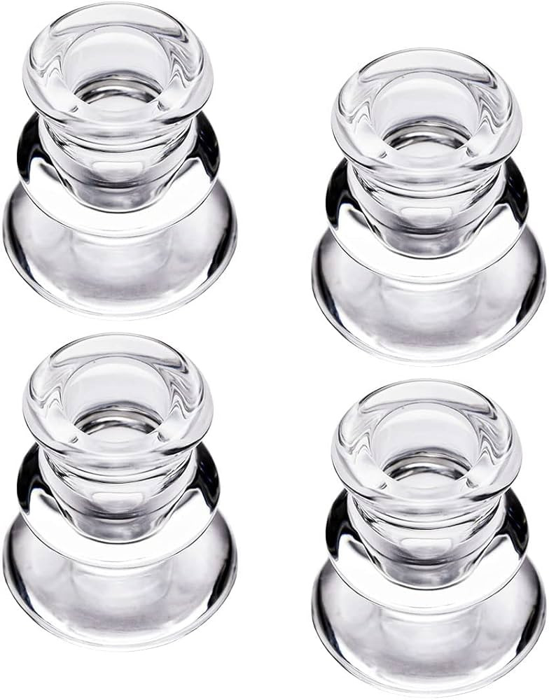 Clear Glass Candlestick Holders, Set of 4 Taper Candle Holders for Wedding, Decoration and Dinnin... | Amazon (US)