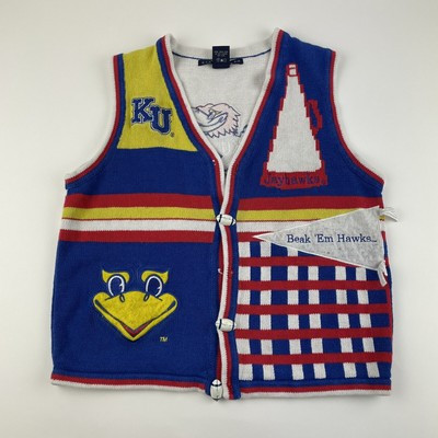 Kansas Jayhawks Birch Bros. Knit Open Front Sweater Vest Women's Size Medium  | eBay | eBay US