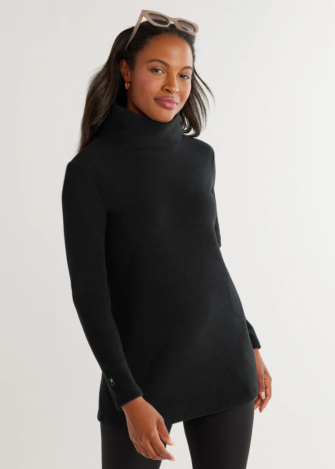Cobble Hill Turtleneck in Vello Fleece (Black) | Dudley Stephens
