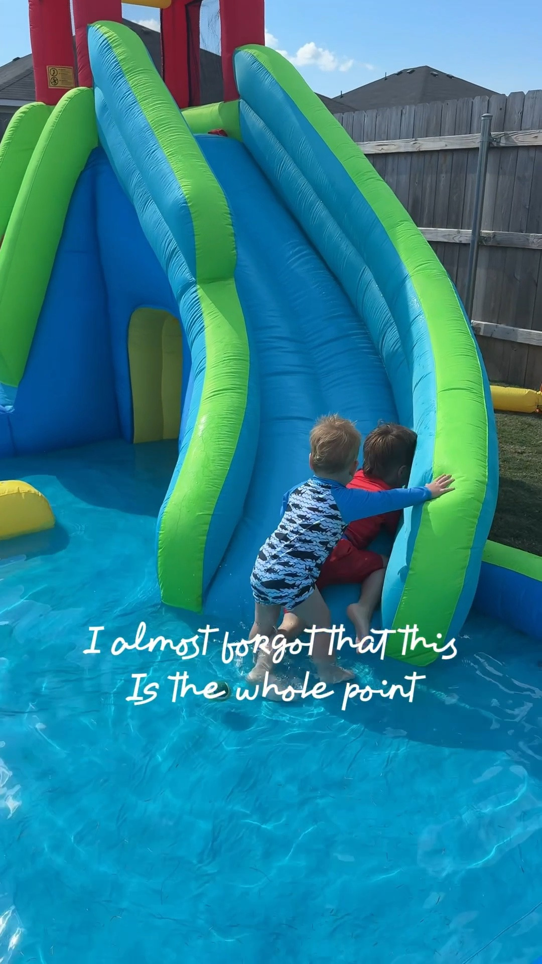I almost forgot this is the whole point.

All the stress, work, worries, busyness, and trying to “keep up” means nothing compared to time with these little boys. Trying to slow down and enjoy this stage (even the chaos, tantrums, and messy house) because I know it won’t last forever.

We had the best time bringing this water slide home and setting it up for them today. Highly recommend if you have littles this summer. ☀️

#LTKmomlife #LTKKids