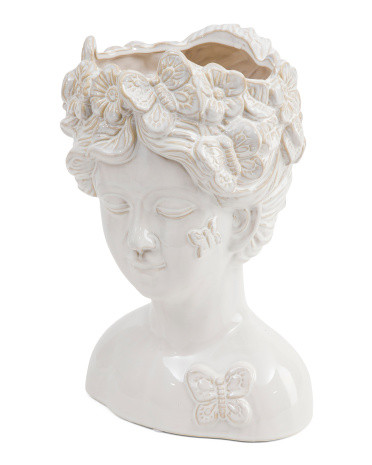 12x8 Flower And Butterfly Crown Face Planter | TJ Maxx