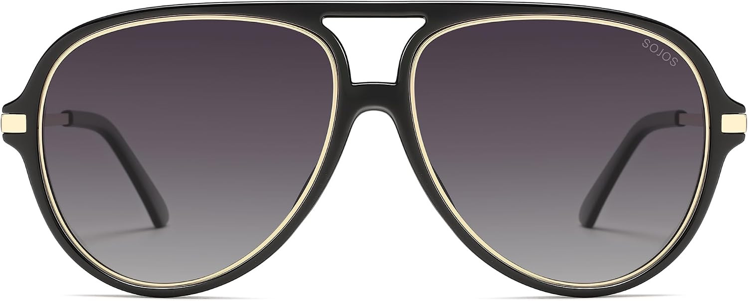SOJOS Trendy Polarized Aviator Sunglasses for Women Men, Large Retro 80s 90s Vintage Shades SJ2684 | Amazon (US)