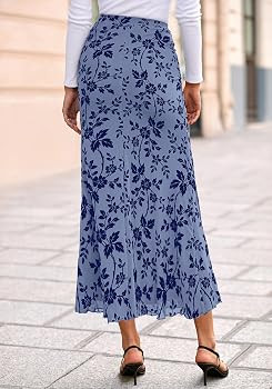 BTFBM Womens Floral Mesh Maxi Skirt 2026 Spring Summer Elastic High Waisted Boho Elegant Mermaid ... | Amazon (US)