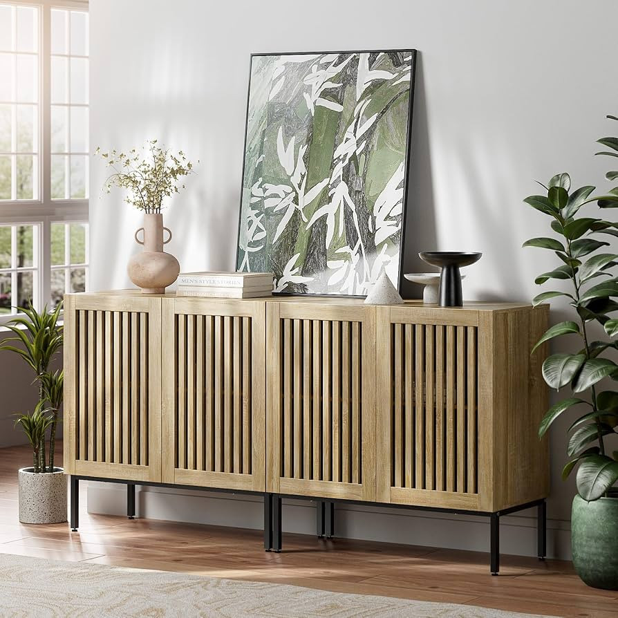 Buffet Cabinet with Storage,Set of 2 Farmhouse Console Table with Metal Base and Adjustable Shelf... | Amazon (US)