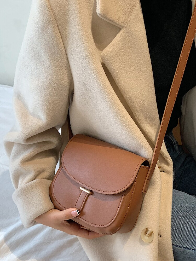 Mini Minimalist Flap Saddle Bag | SHEIN