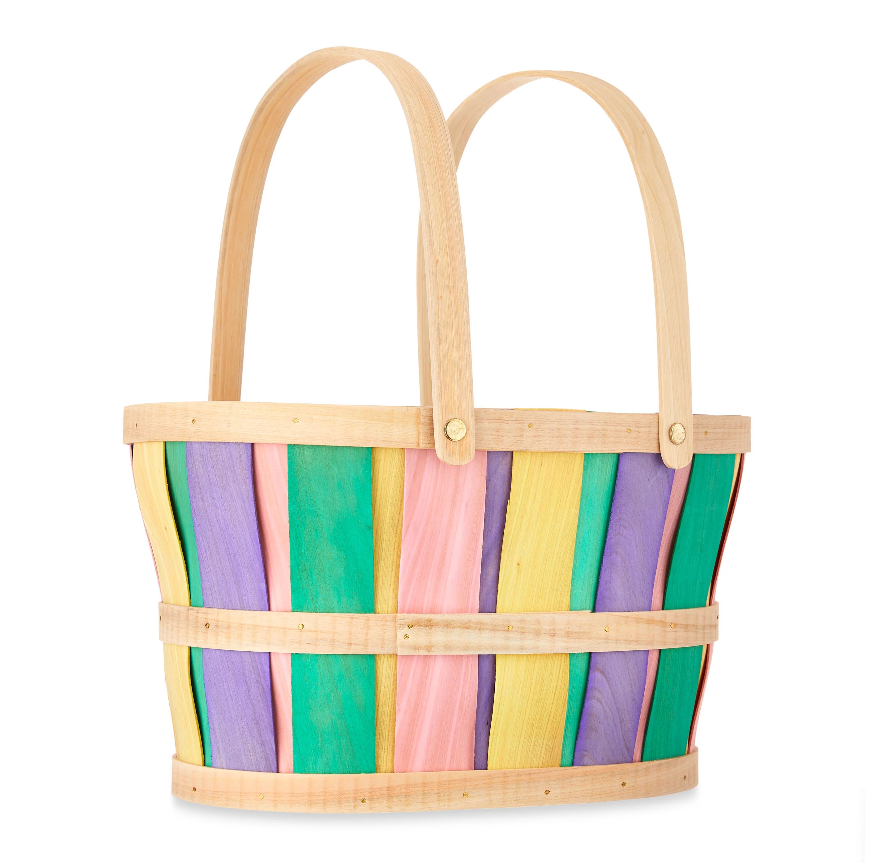 Way To Celebrate Esaster Oval Woodchip Easter Basket, Pastel | Walmart (US)