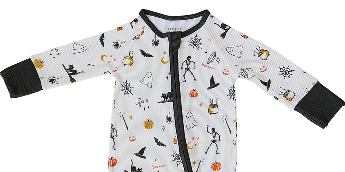 Pumpkins Bamboo Zipper Onesie by Mebie Baby - Double Zipper & Foot Grips for Babies 0-18 Months | Mebie Baby