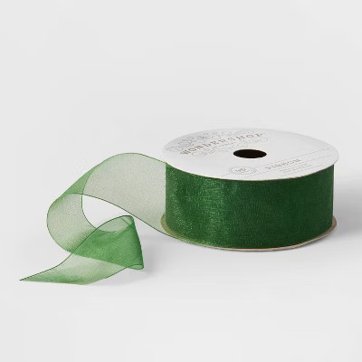 1.5" Sheer Fabric Ribbon Green 45ft - Wondershop™ | Target