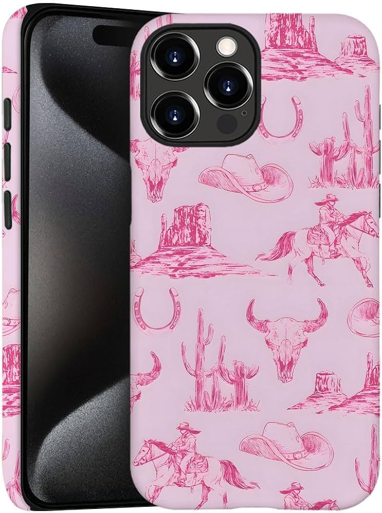 Case for iPhone 14 Pro Max - Pink Western Cowboy Wild Phone Case - [Drop Protection Case Cover] -... | Amazon (US)